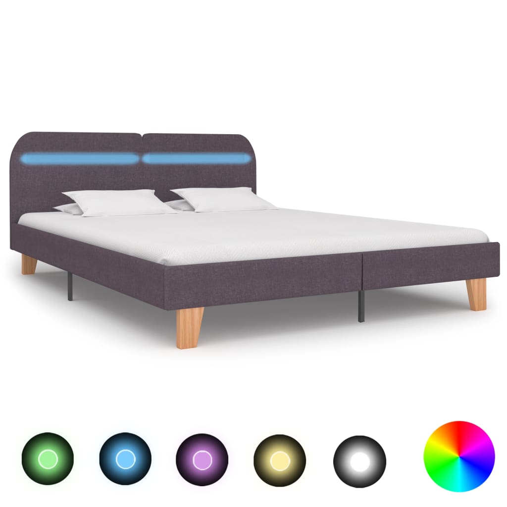 Sengeramme med LED uten Madrass Taupe Stoff 150x200 cm