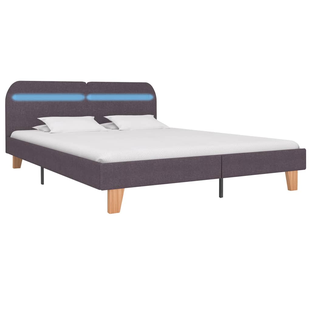 Sengeramme med LED uten Madrass Taupe Stoff 150x200 cm