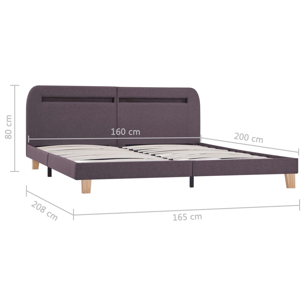 Sengeramme med LED uten Madrass Taupe Stoff 150x200 cm