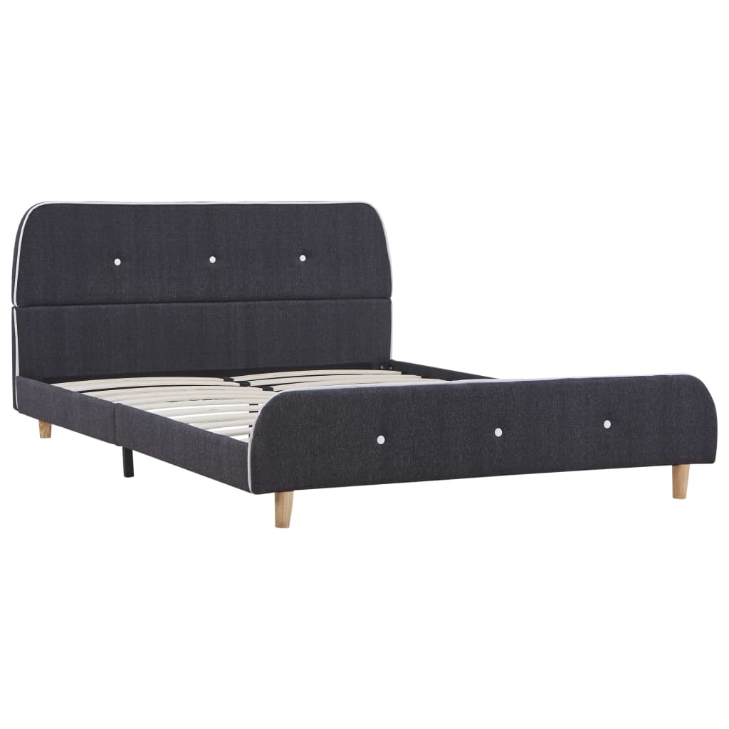 Sengeramme uten Madrass Mørkegrå Stoff 135x190 cm