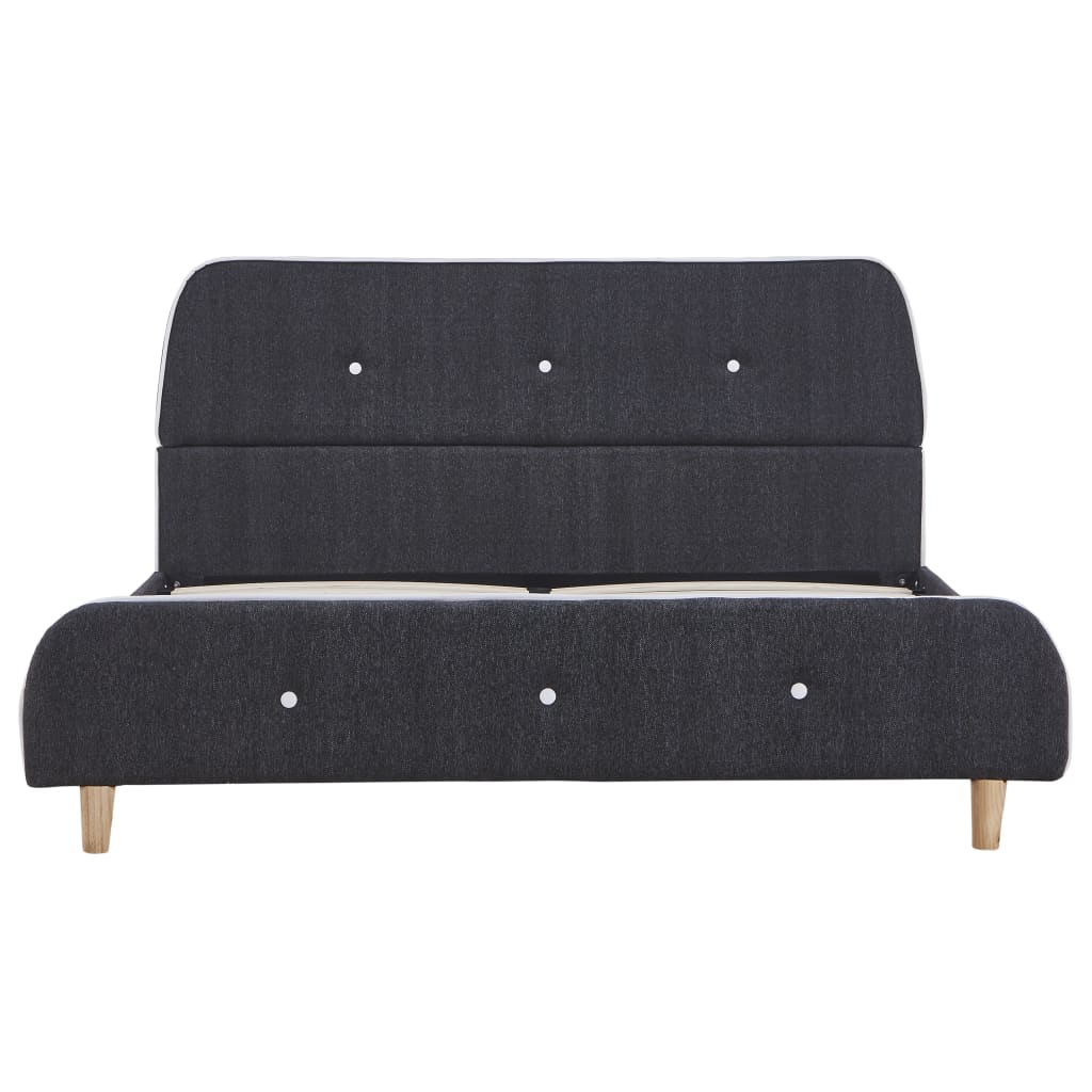 Sengeramme uten Madrass Mørkegrå Stoff 135x190 cm