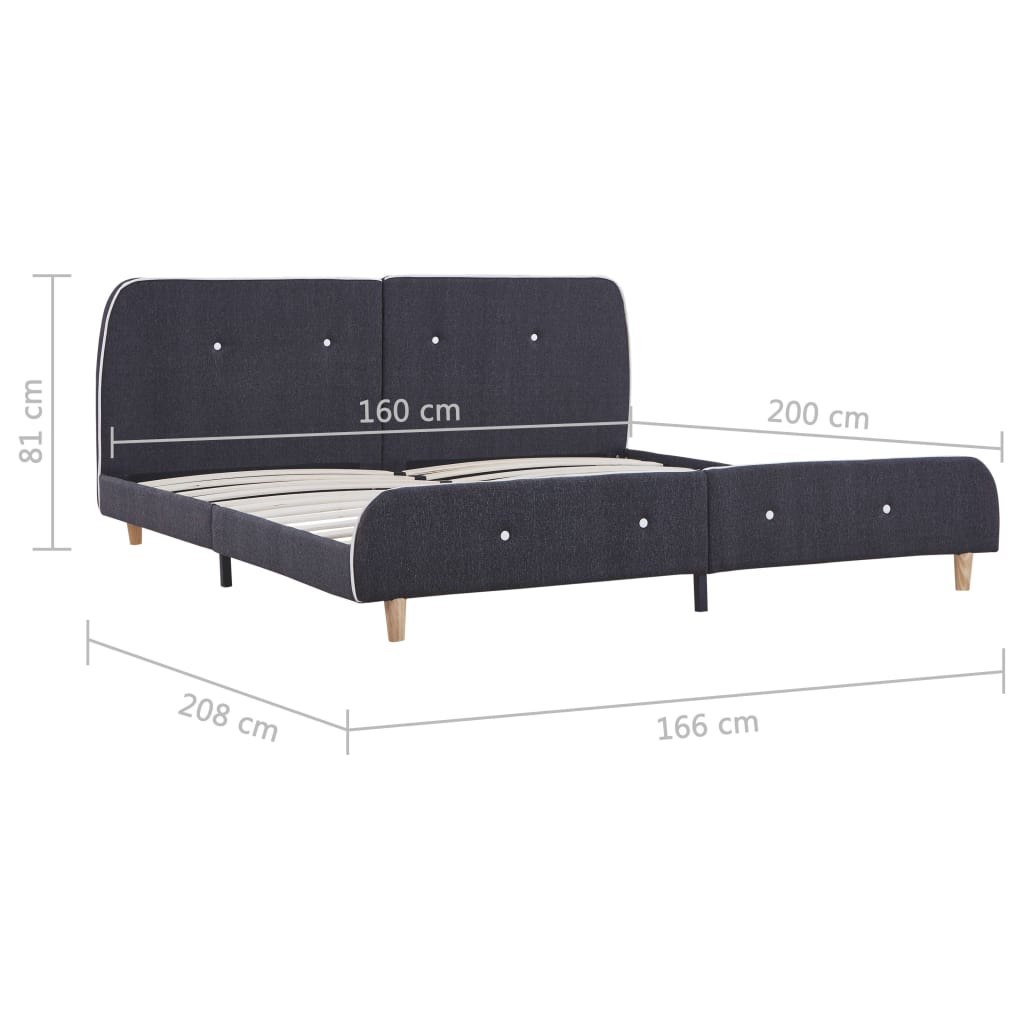 Sengeramme uten Madrass Mørkegrå Stoff 150x200 cm