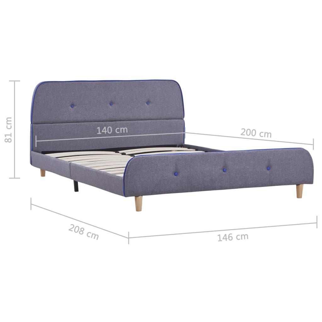 Sengeramme uten Madrass Lysegrå Stoff 135x190 cm