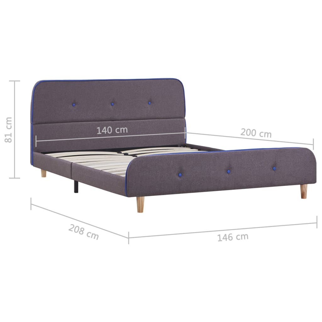 Sengeramme uten Madrass Taupe Stoff 135x190 cm
