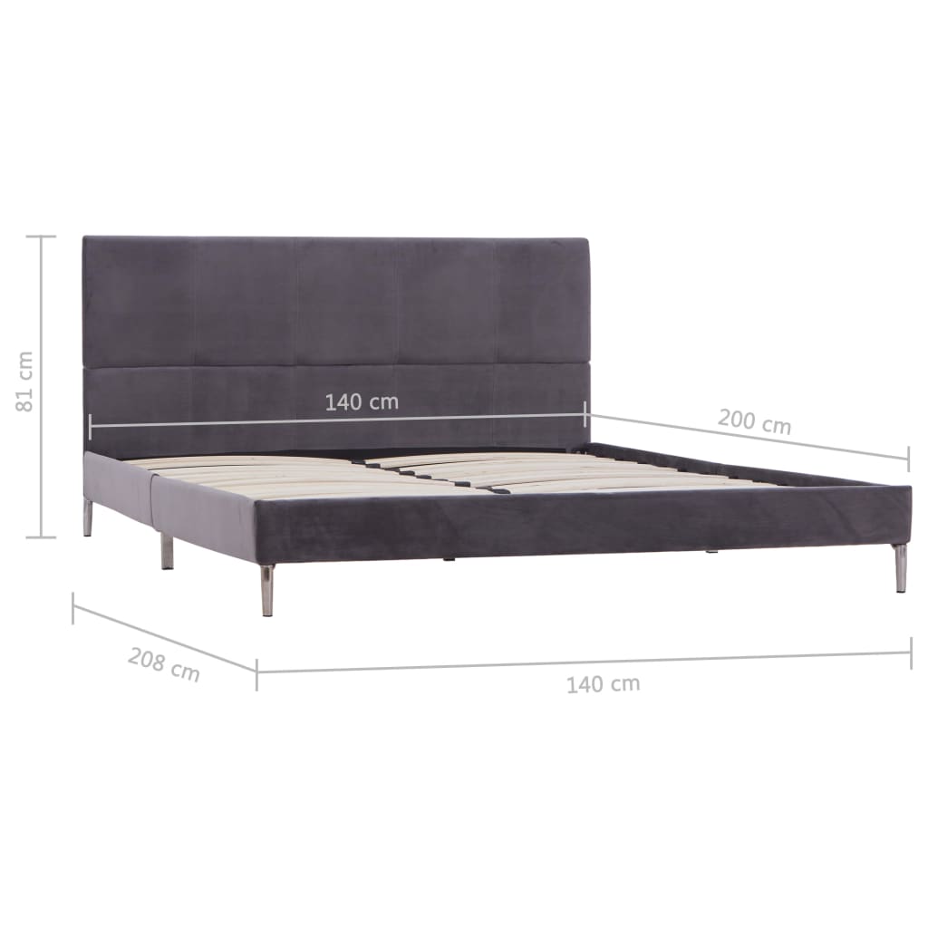 Sengeramme uten Madrass Grå Stoff 135x190 cm