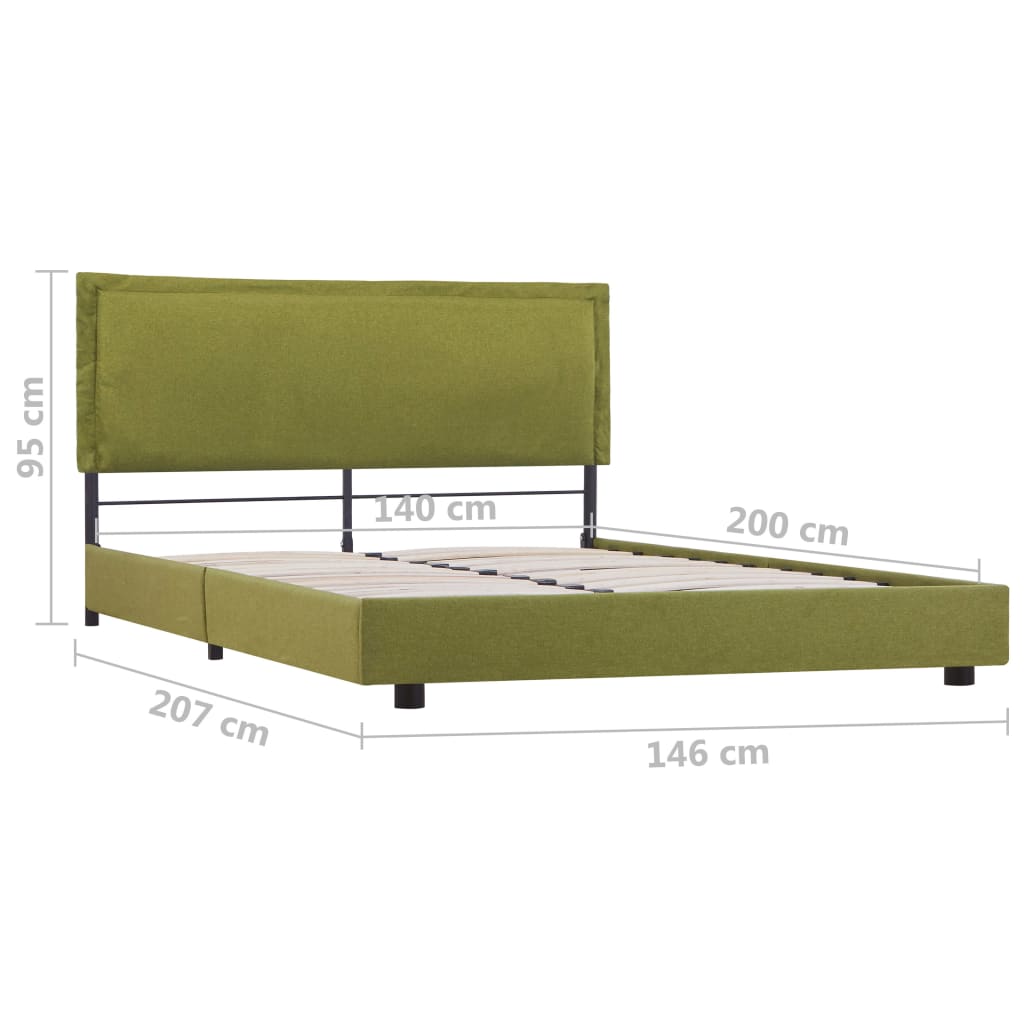Sengeramme uten Madrass Grønt Stoff 135x190 cm