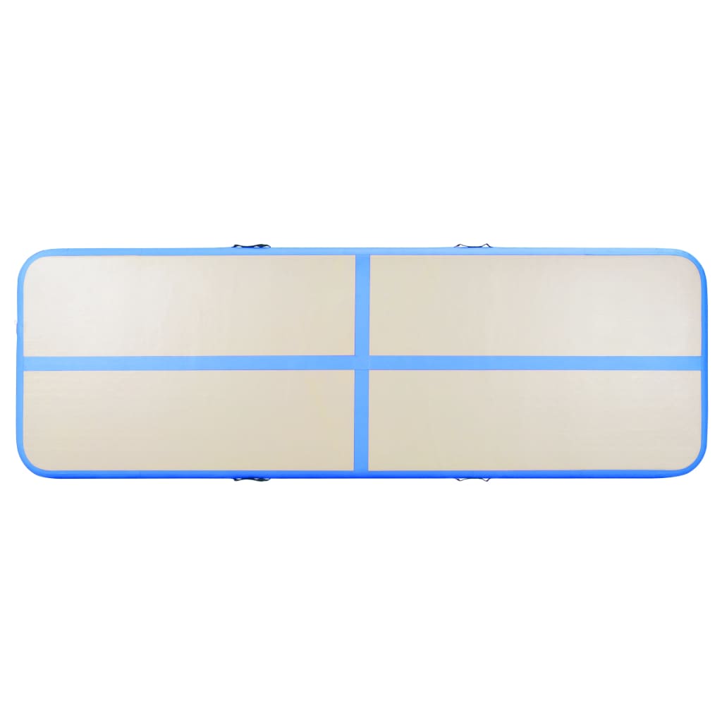 Oppblåsbar gymnastikkmatte med pumpe 300x100x10 cm PVC blå