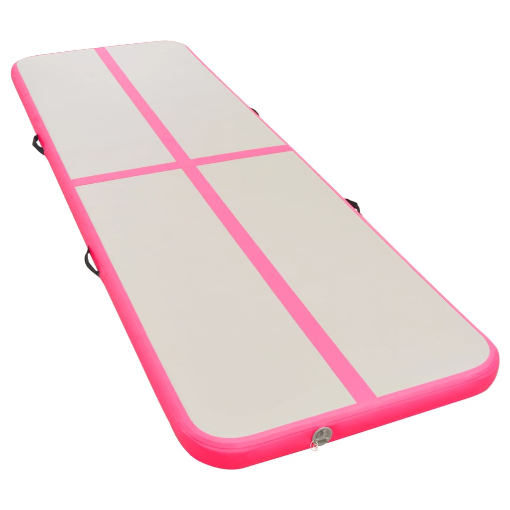 Oppblåsbar gymnastikkmatte med pumpe 400x100x10 cm PVC rosa