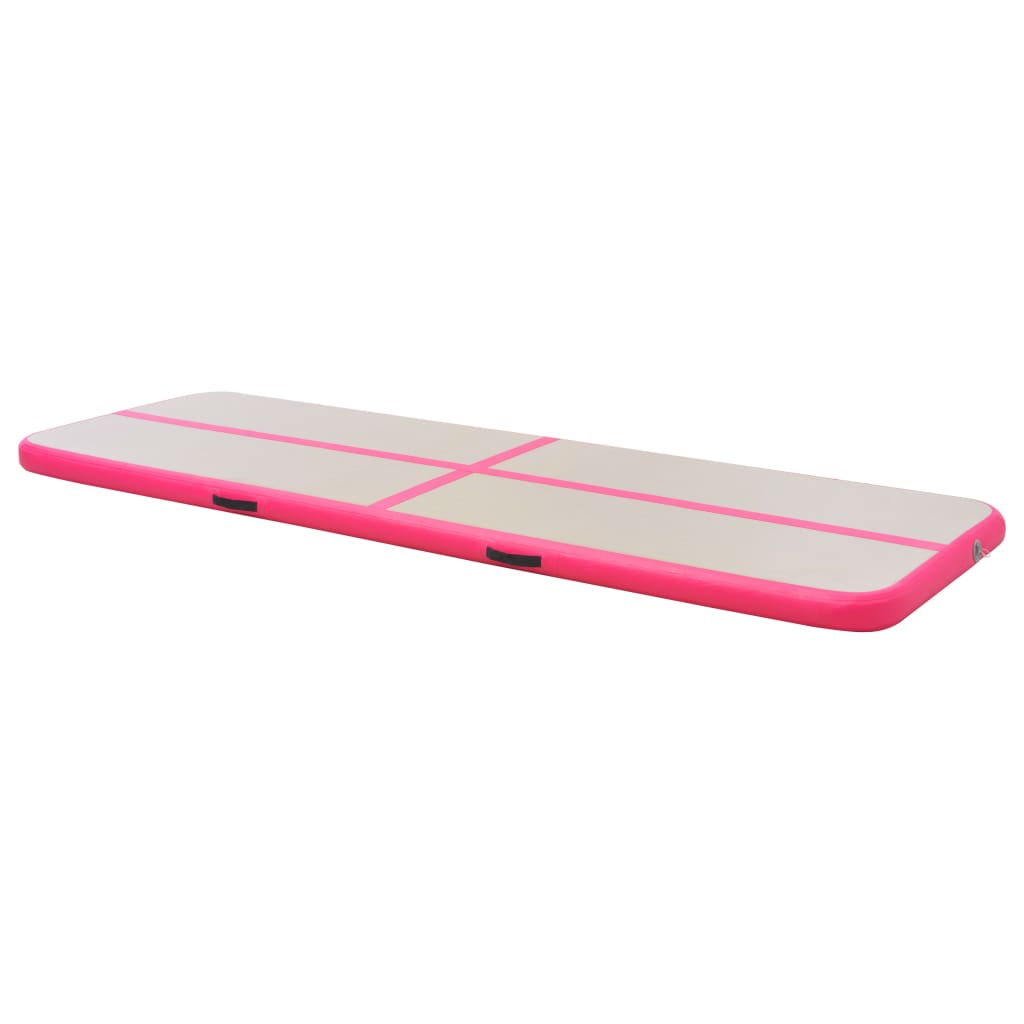 Oppblåsbar gymnastikkmatte med pumpe 400x100x10 cm PVC rosa