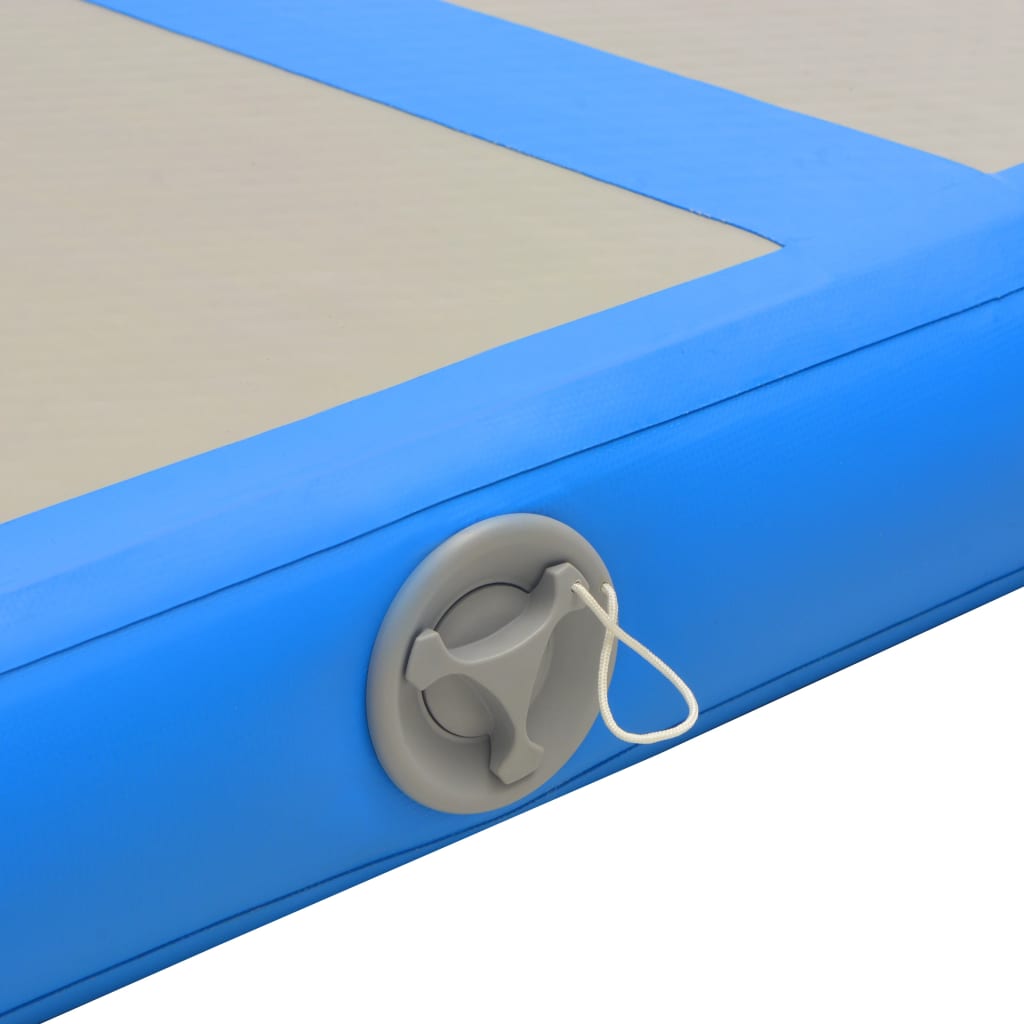 Oppblåsbar gymnastikkmatte med pumpe 400x100x10 cm PVC blå