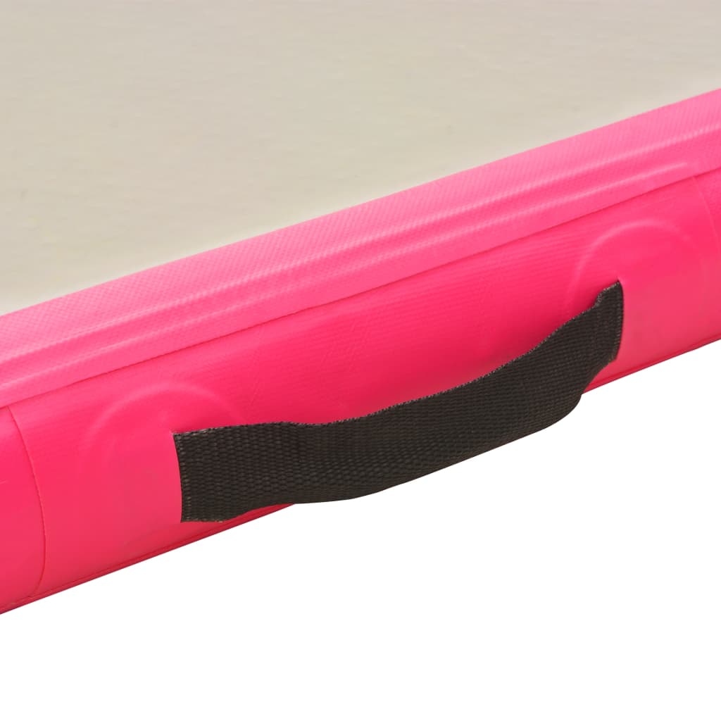Oppblåsbar gymnastikkmatte med pumpe 800x100x10 cm PVC rosa