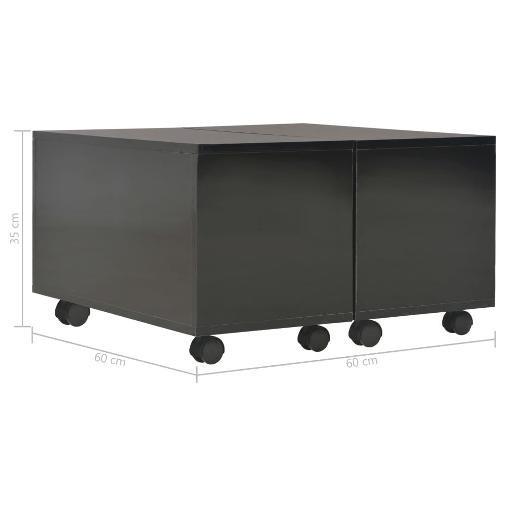 Salongbord høyglans svart 60x60x35 cm konstruert tre