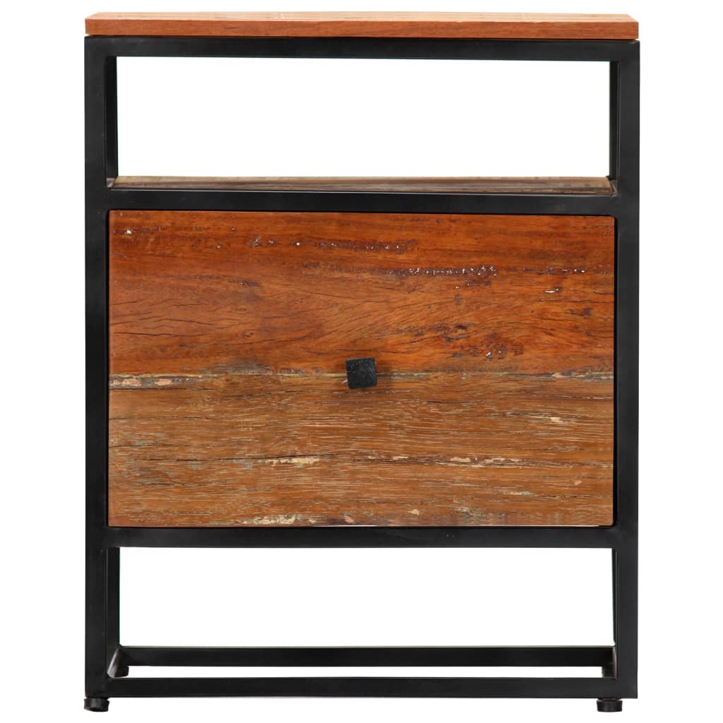 Nattbord 40x30x50 cm gjenvunnet heltre og stål