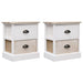 Nattbord 2 stk hvit og naturlig 38x28x45 cm keisertre