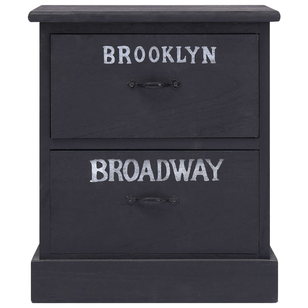 Nattbord 2 stk svart 38x28x45 cm keisertre