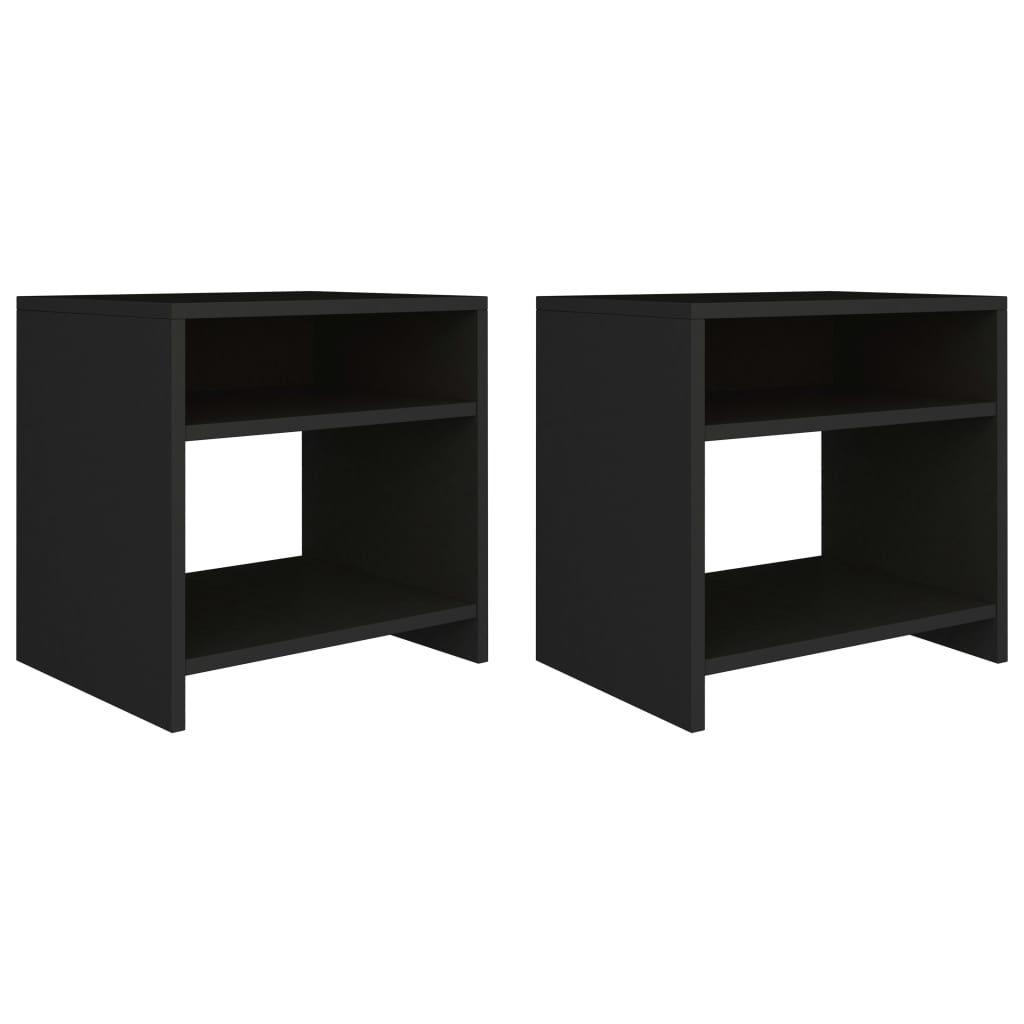 Nattbord 2 stk svart 40x30x40 cm konstruert tre
