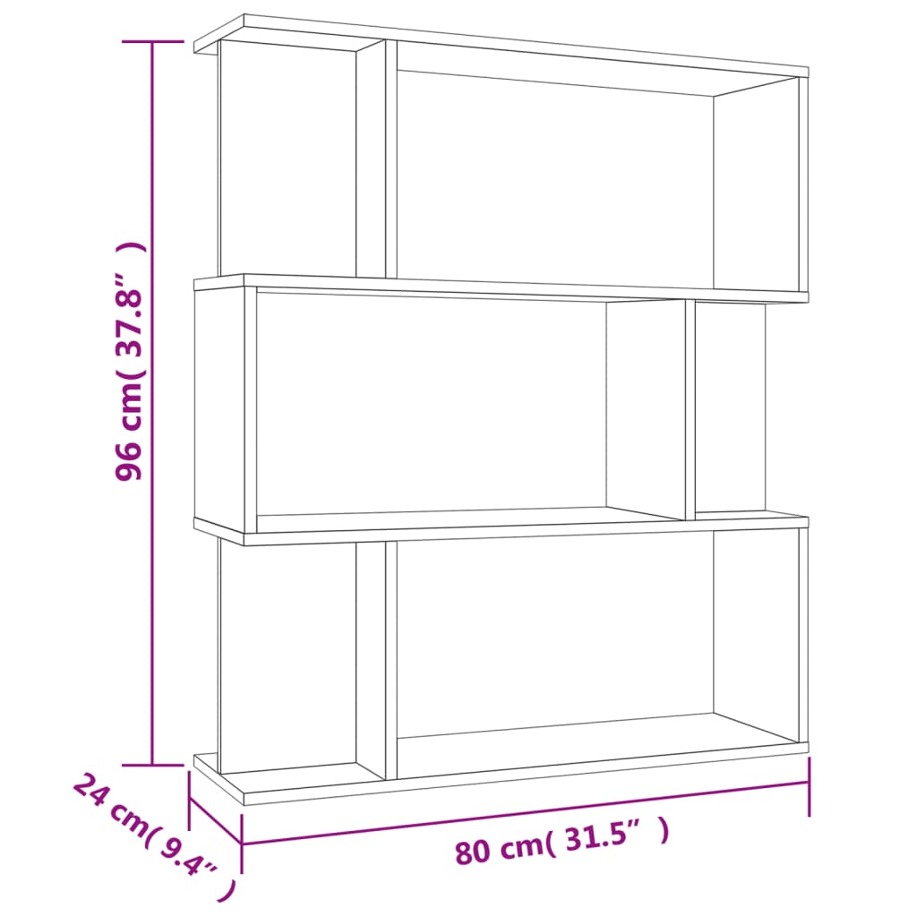 Bokhylle/Romdeler betonggrå 80x24x96 cm konstruert tre