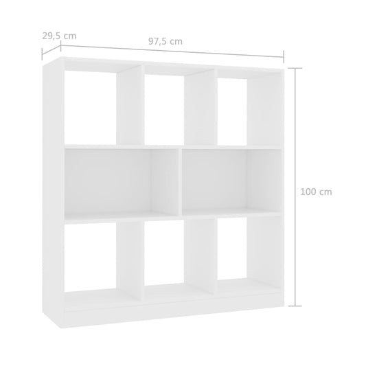 Bokhylle hvit 97,5x29,5x100 cm konstruert tre