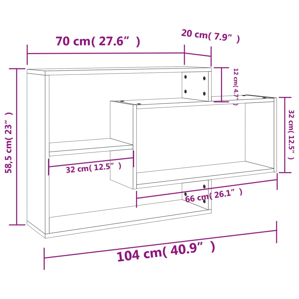 Vegghyller sonoma eik 104x20x58,5 cm konstruert tre