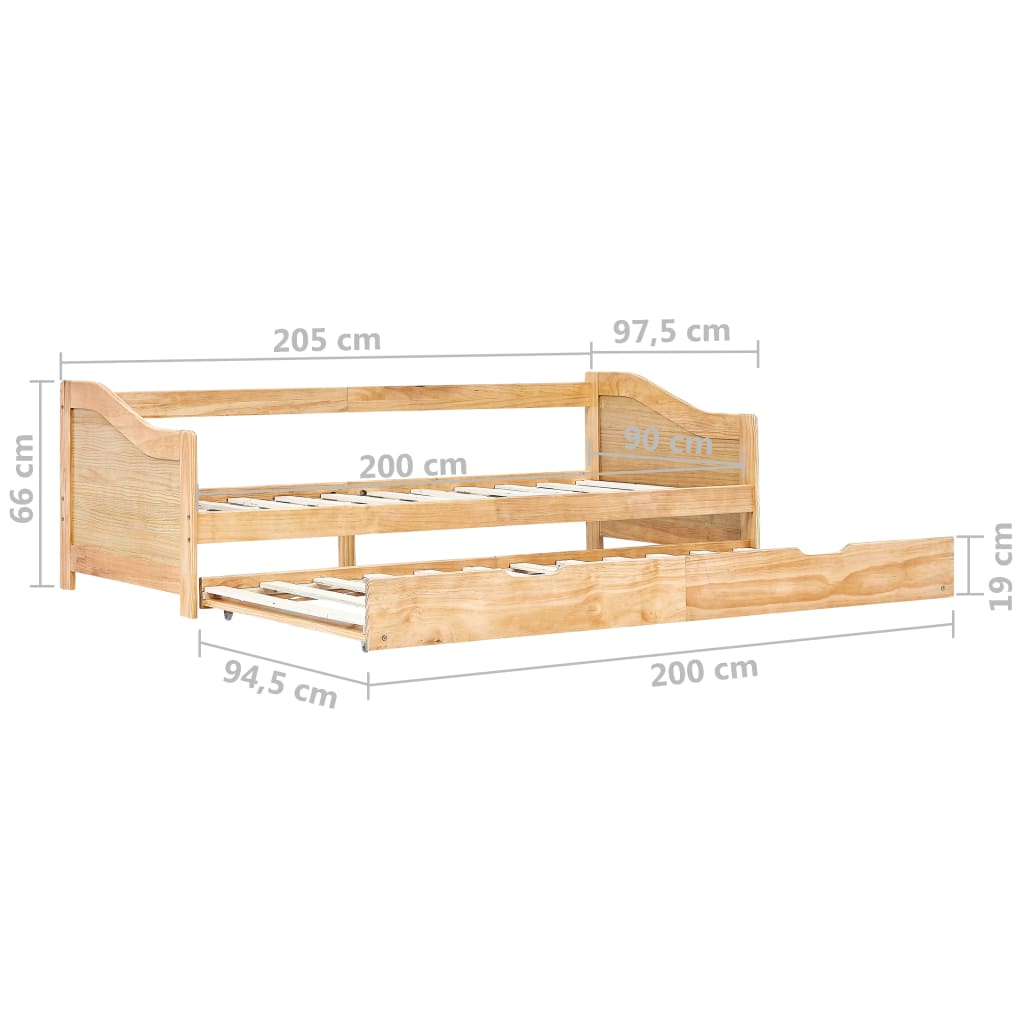 Sovesofa uttrekkbar ramme furu 90x200 cm