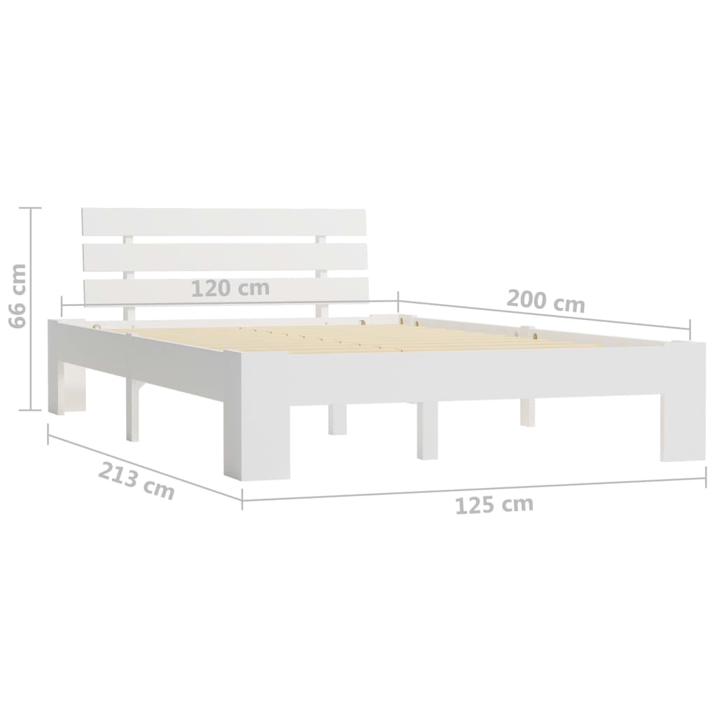 Sengeramme hvit heltre furu 120x200 cm