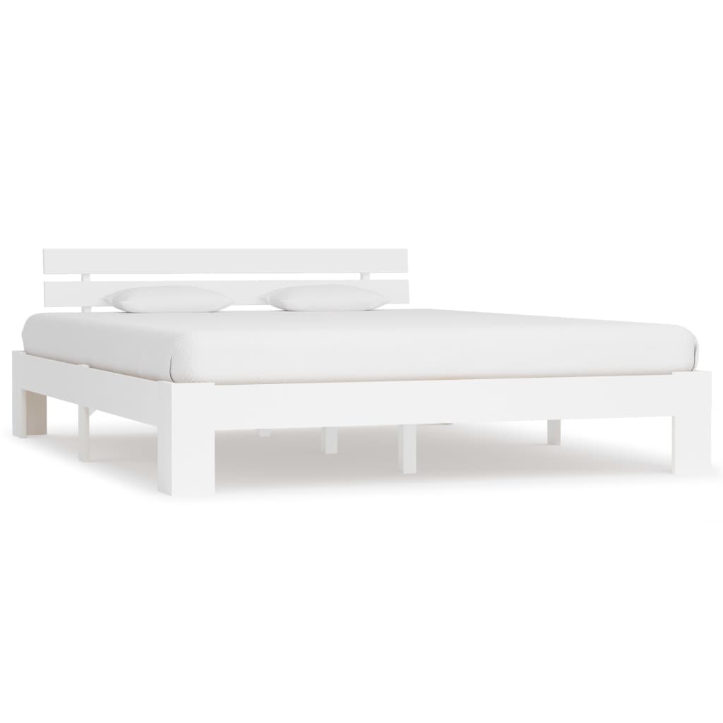Sengeramme med hodegavl hvit 180x200 cm heltre furu