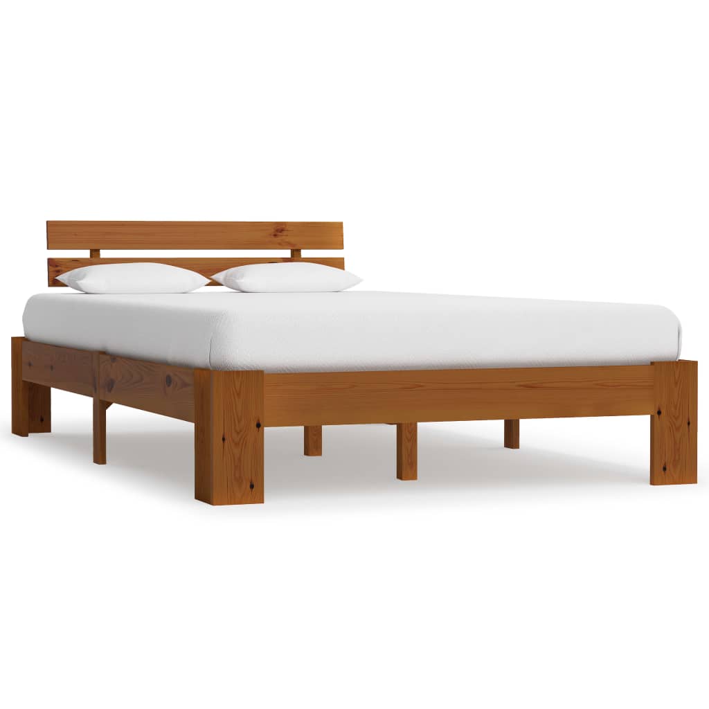 Sengeramme med hodegavl honningbrun 140x200 cm heltre furu