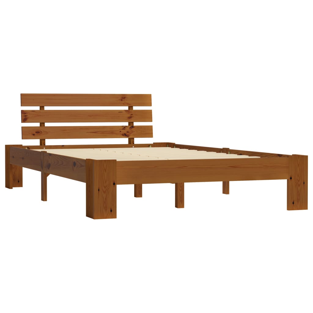 Sengeramme med hodegavl honningbrun 140x200 cm heltre furu