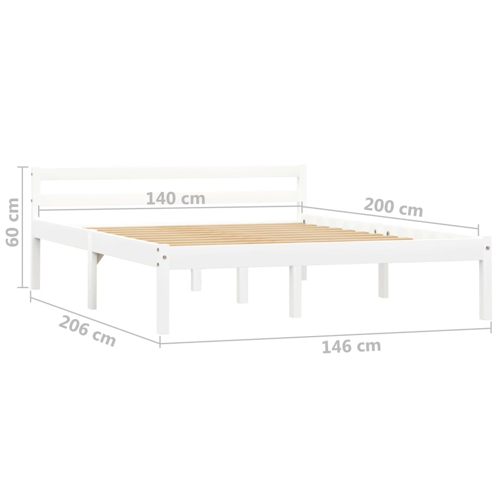 Sengeramme hvit heltre furu 140x200 cm
