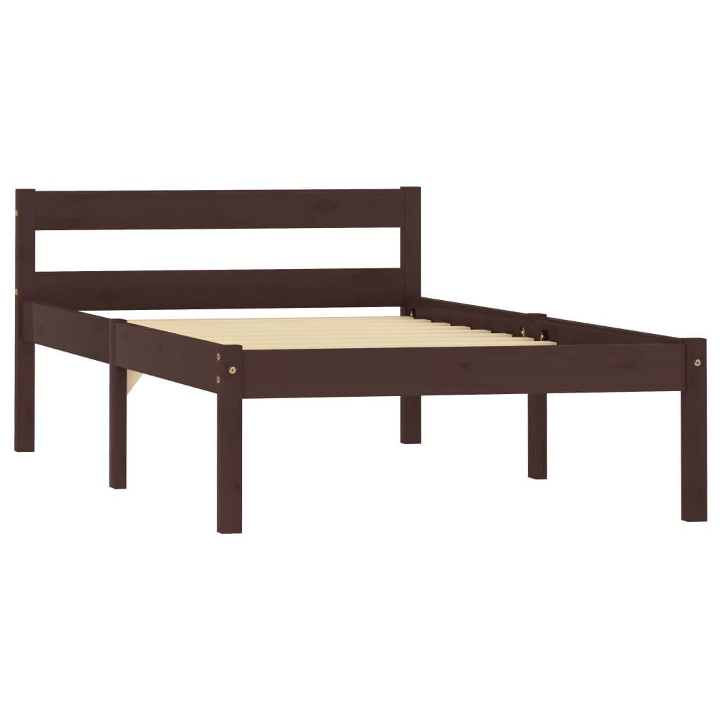 Sengeramme mørkebrun heltre furu 100x200 cm