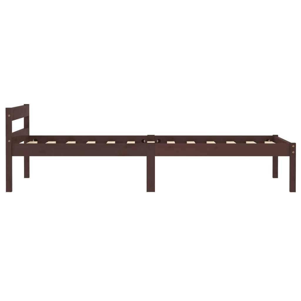 Sengeramme mørkebrun heltre furu 100x200 cm