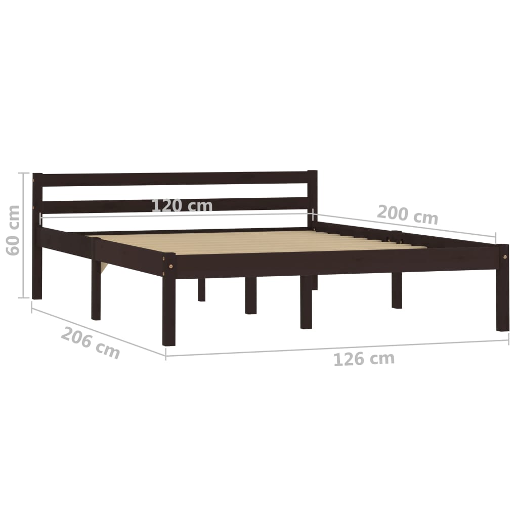 Sengeramme mørkebrun heltre furu 120x200 cm