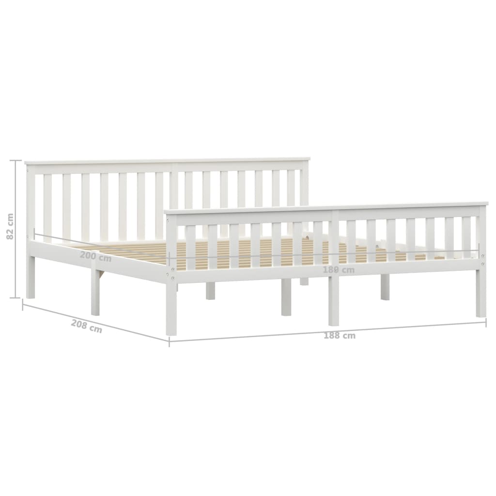 Sengeramme hvit heltre furu 180x200 cm