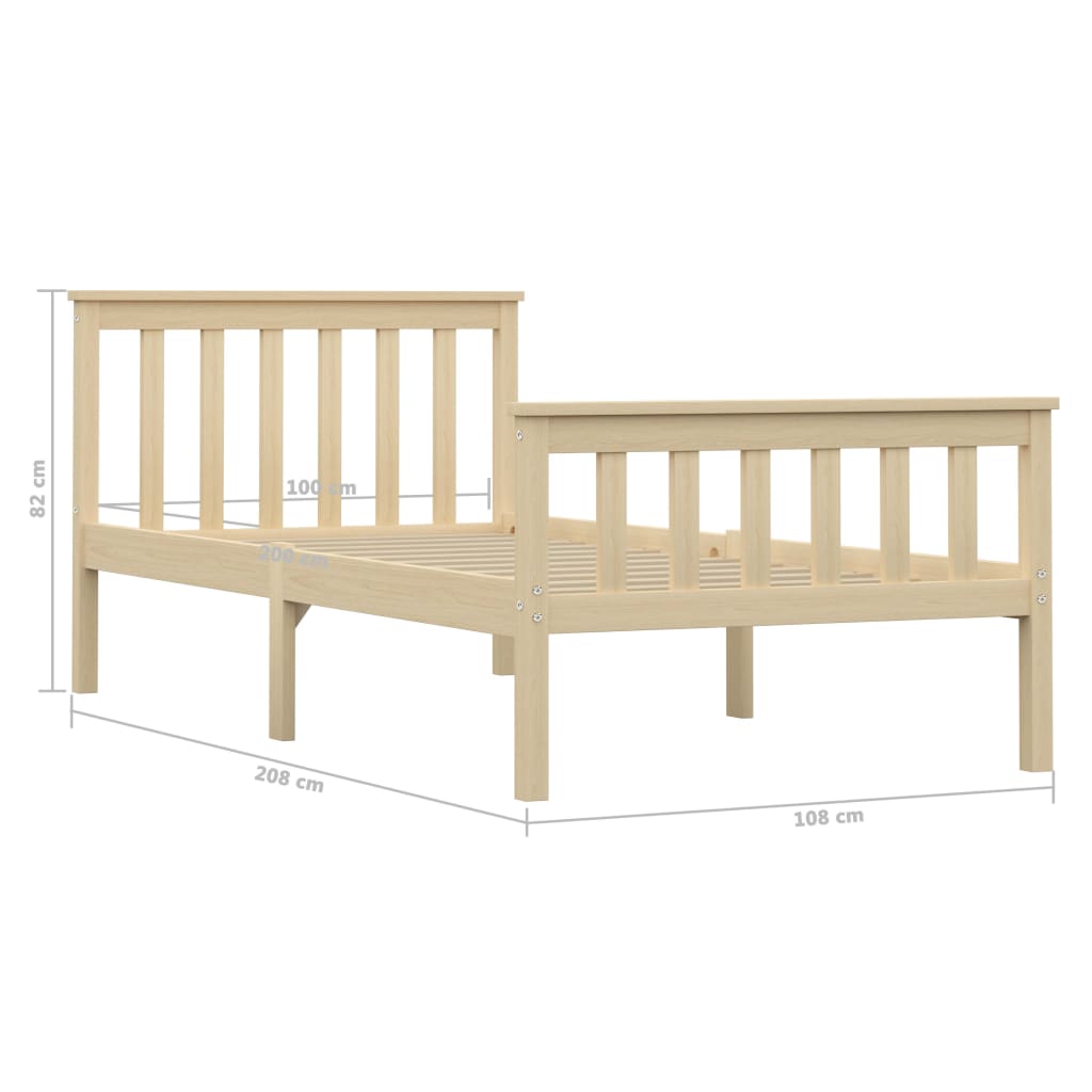 Sengeramme naturlig heltre furu 100x200 cm