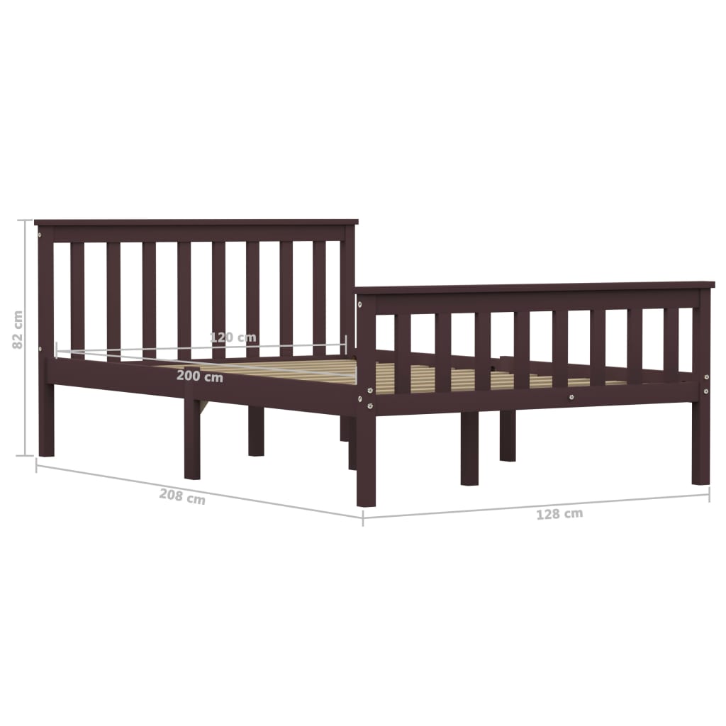 Sengeramme mørkebrun heltre furu 120x200 cm