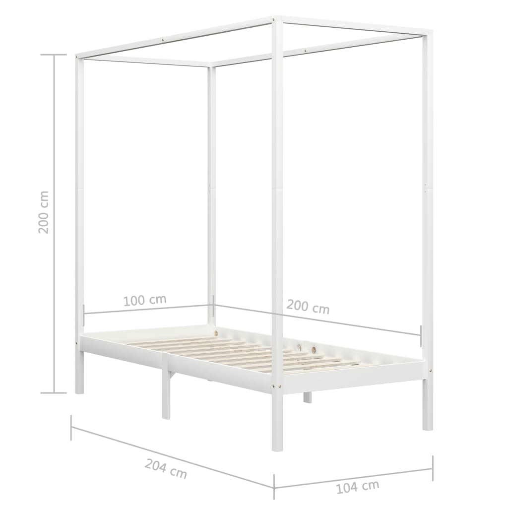 Himmelsengeramme heltre furu hvit 100x200 cm