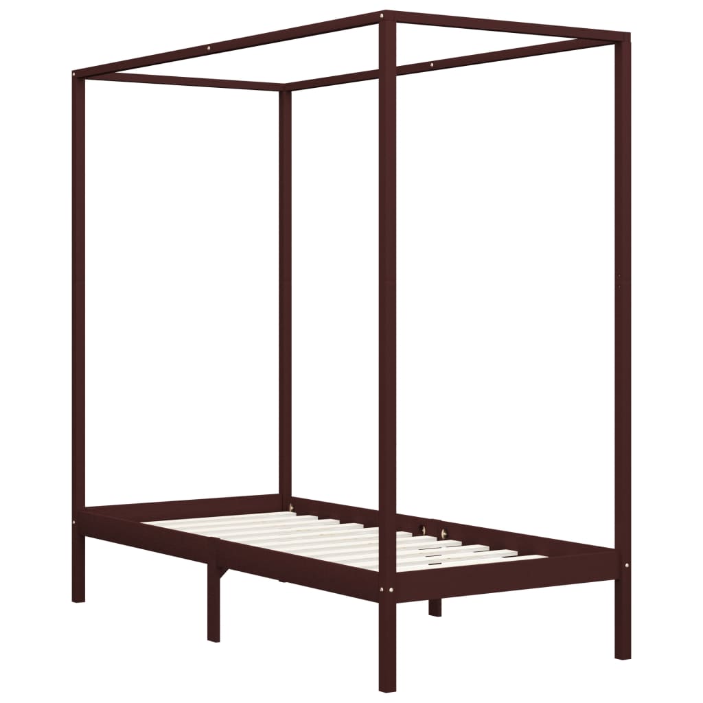 Himmelsengeramme mørkebrun heltre furu 100x200 cm