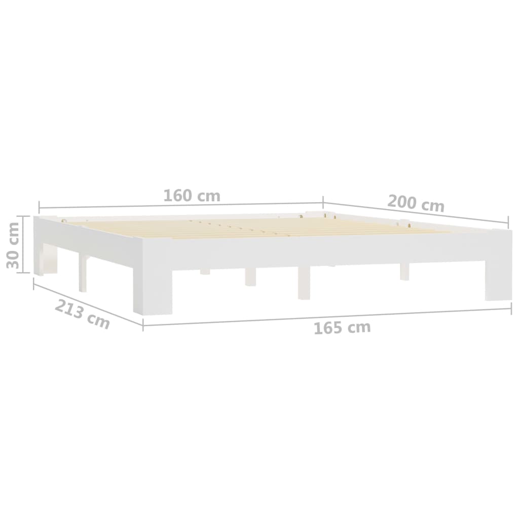 Sengeramme hvit heltre furu 160x200 cm