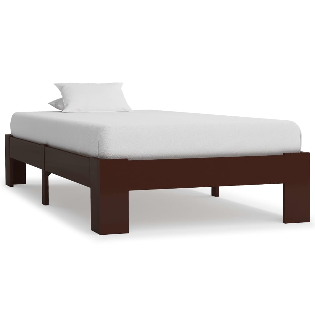 Sengeramme mørkebrun heltre furu 100x200 cm