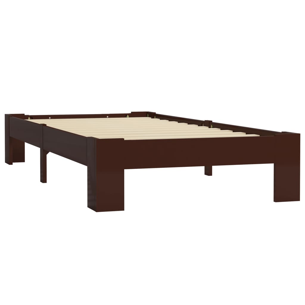 Sengeramme mørkebrun heltre furu 100x200 cm