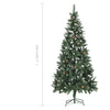 Kunstig juletre med furukongler og hvitt glitter 210 cm