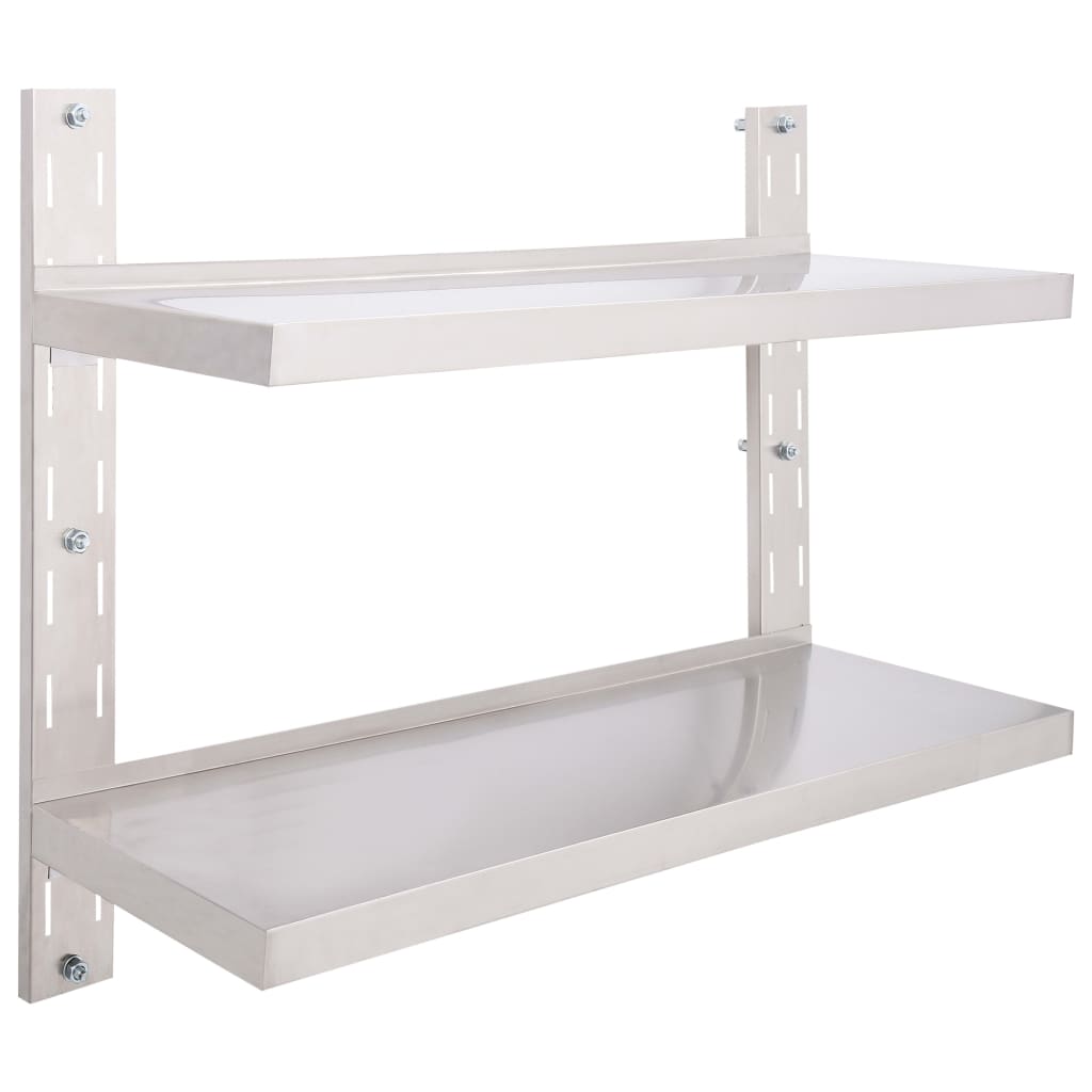 Flytende vegghylle 2 nivåer rustfritt stål 100x30 cm
