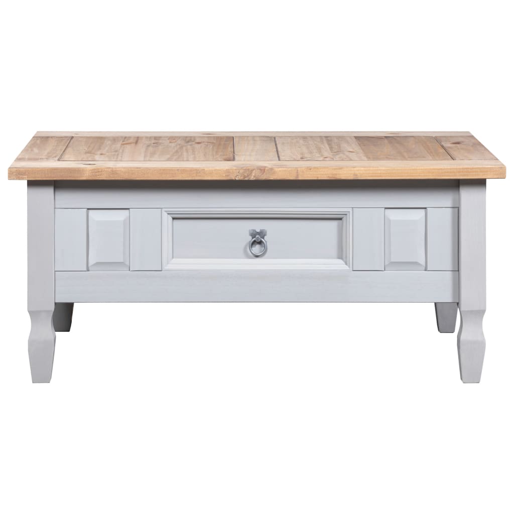 Salongbord meksikansk Corona-stil furu 100x55x44 cm grå
