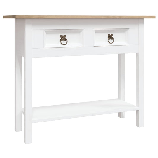 Konsollbord meksikansk Corona-stil furu hvit 90x34,5x73 cm