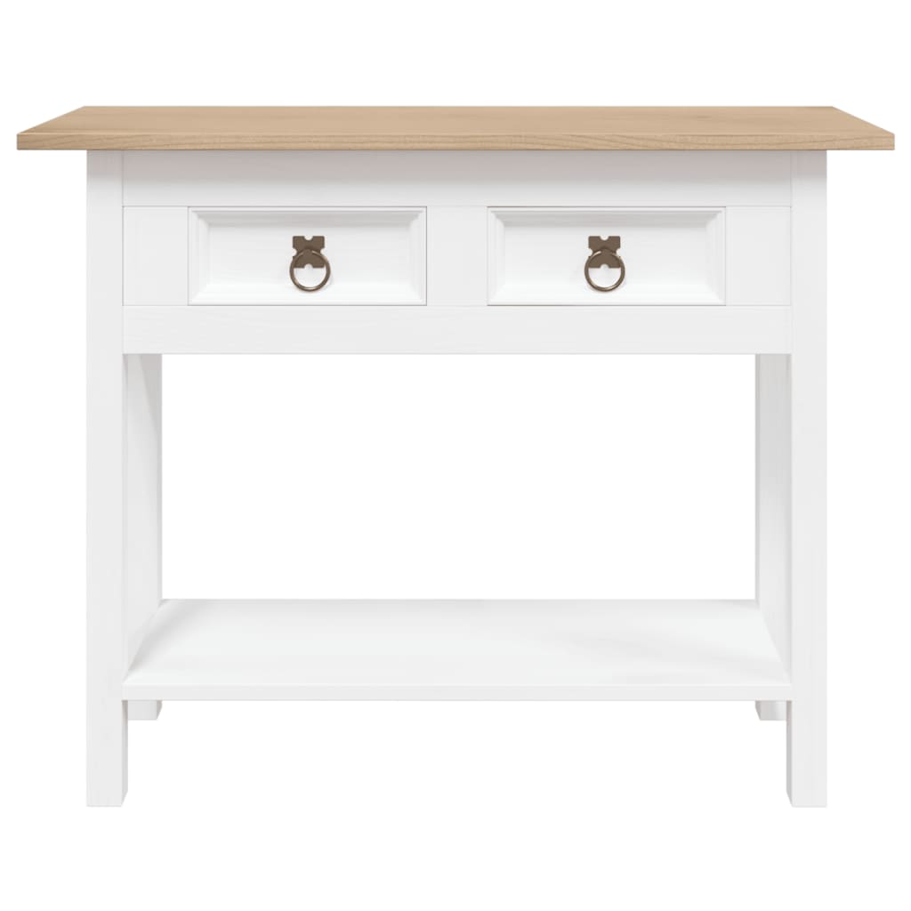 Konsollbord meksikansk Corona-stil furu hvit 90x34,5x73 cm