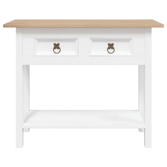Konsollbord meksikansk Corona-stil furu hvit 90x34,5x73 cm