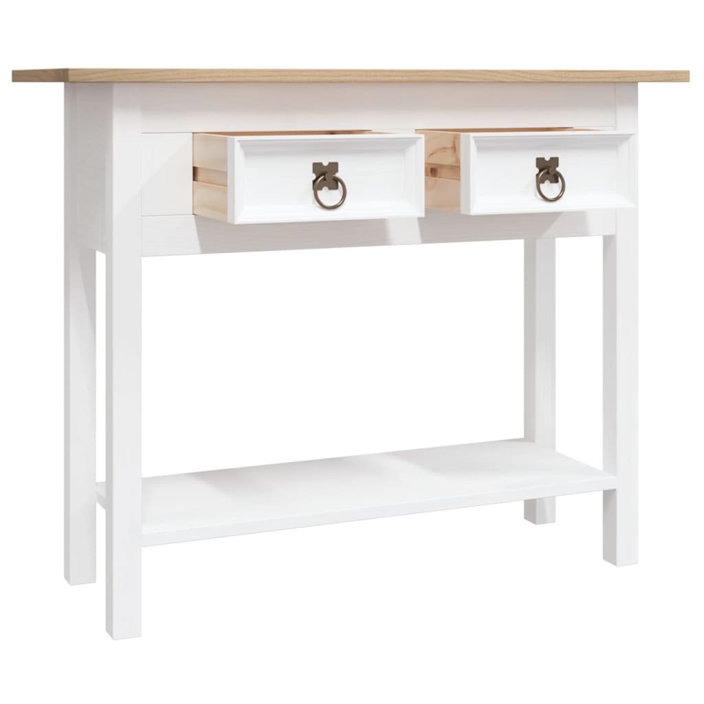 Konsollbord meksikansk Corona-stil furu hvit 90x34,5x73 cm