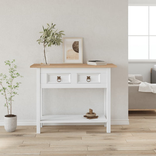 Konsollbord meksikansk Corona-stil furu hvit 90x34,5x73 cm