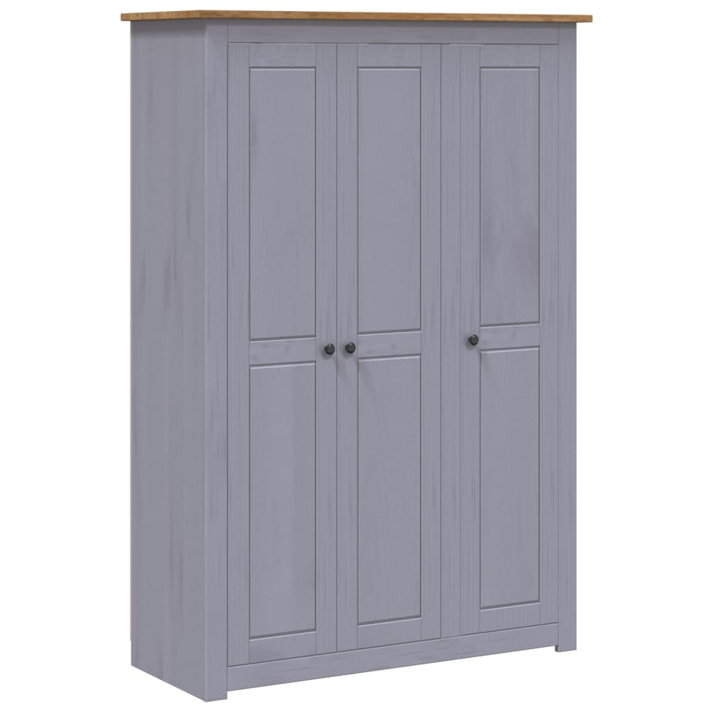 Garderobeskap 3 dører grå 118x50x171,5 cm furu Panama Range