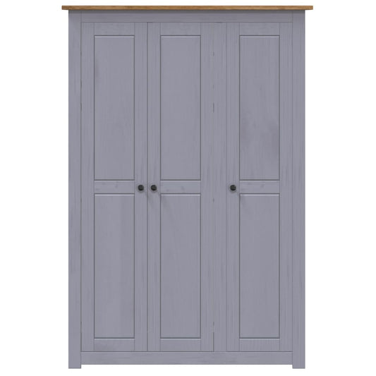Garderobeskap 3 dører grå 118x50x171,5 cm furu Panama Range